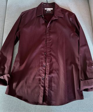 Camisa Zara Slim Fit Granate Talla L