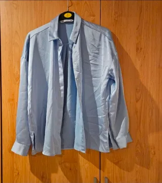 Camisa Zara manga larga azul talla L