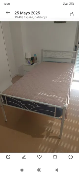 Cama individual metálica 90x190 cm