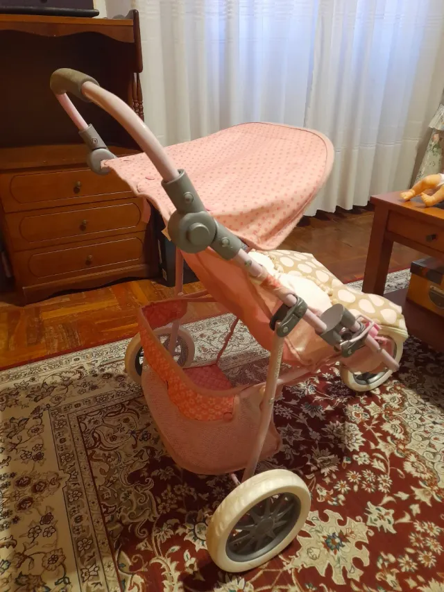 Cochecito de muñecas doble rosa