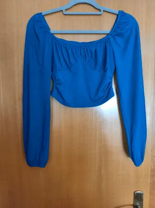 Blusa crop top azul Shein