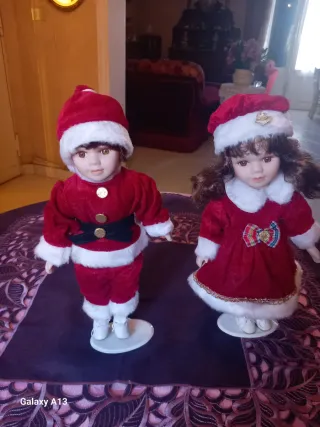 Coppia di bambole vintage in porcellana altezza cm