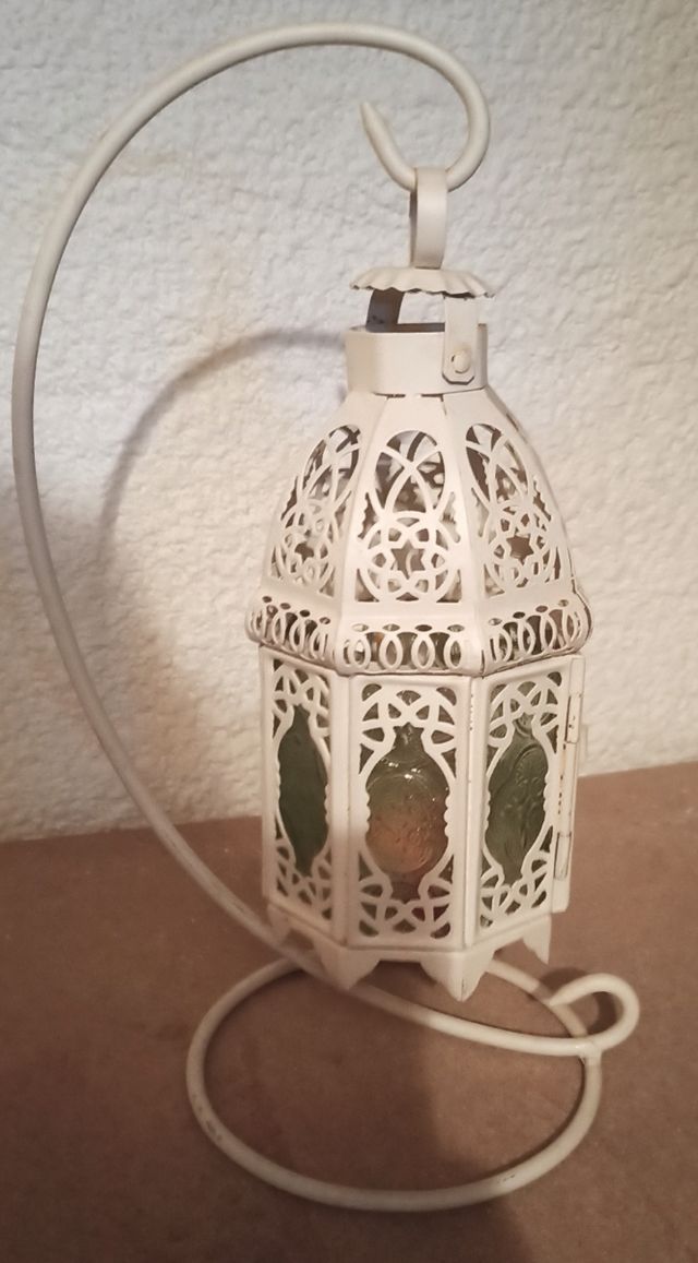 Farolillo velero decorativo metal blanco