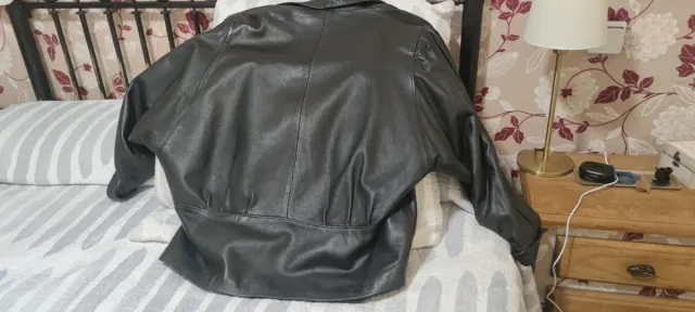 Chaquetón de piel negro mujer