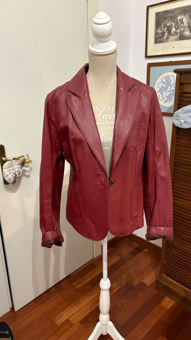 Giacca in vera pelle rossa