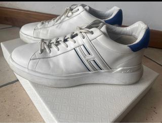 Scarpe Hogan uomo bianche con dettagli blu