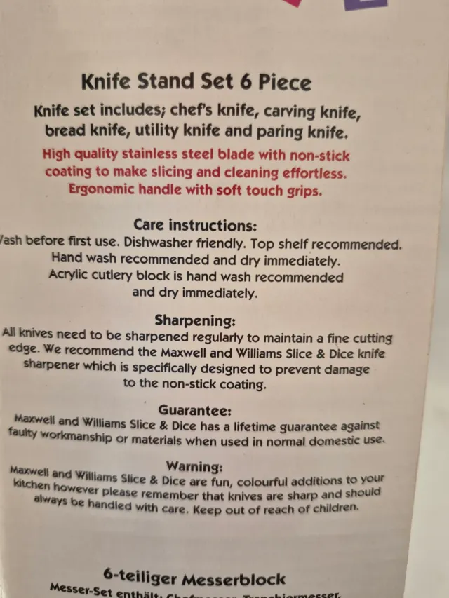 Set Coltelli Maxwell Williams con Ceppo