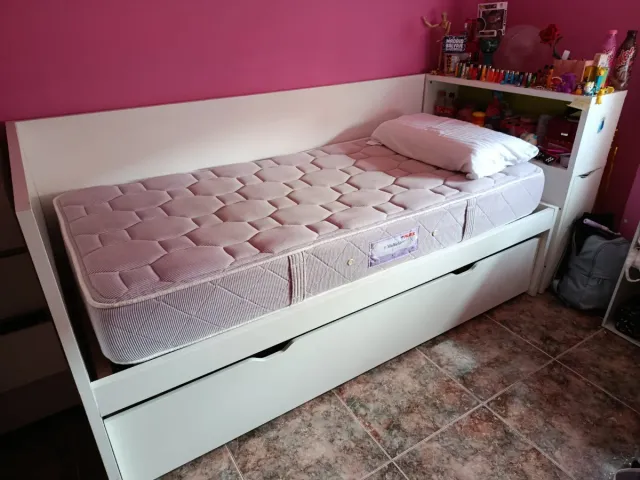 CAMA JUVENIL BLANCA NIDO + 2 COLCHONES FLEX