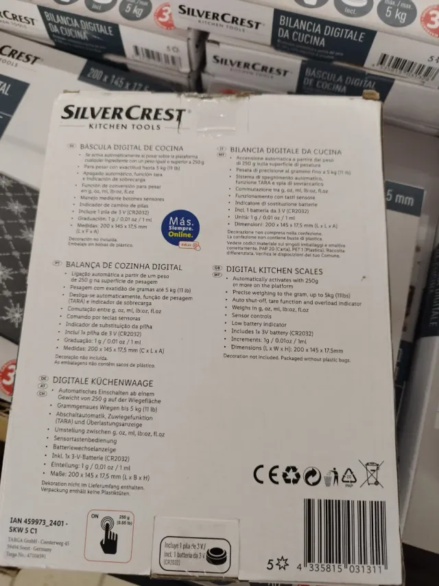 Báscula Digital de Cozinha SilverCrest