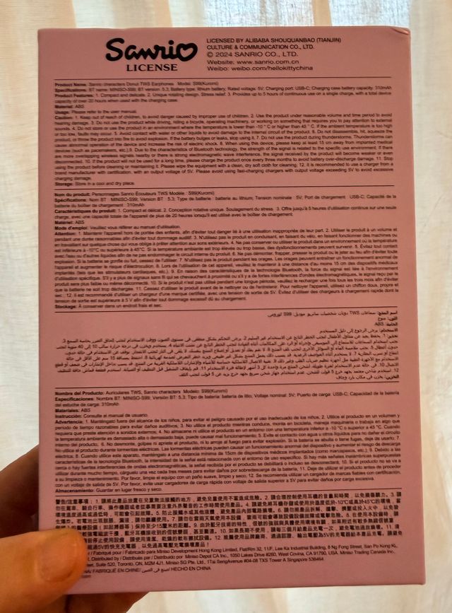 Auricolari Kuromi Miniso TWS Bluetooth 5.3 nuovi