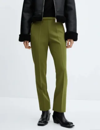 Pantalón recto Mango verde oliva