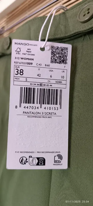 Pantalón recto Mango verde oliva