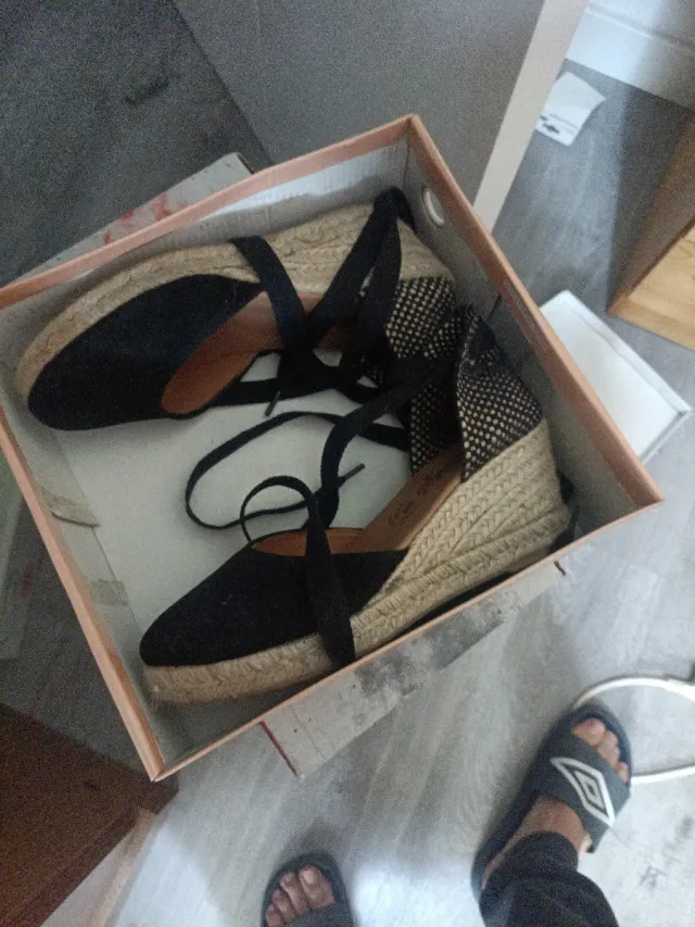 Sandalias cuña negras talla 37