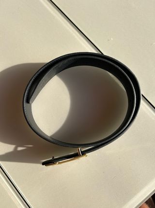 Cinturón Hermes Negro Hebilla Dorada