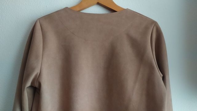 Blazer, abrigo, piel ante, marrón claro