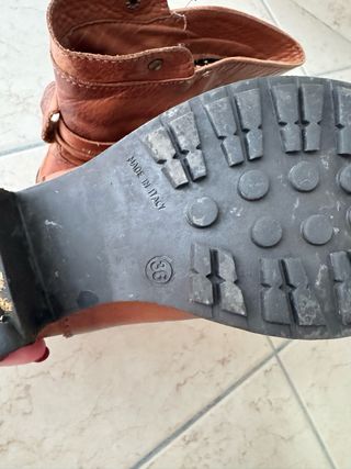 vintage leather buckle block heel ankle boots