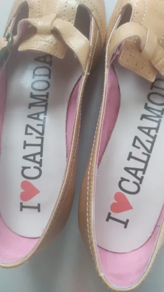 Zapatos planos CALZAMODA piel mujer beige