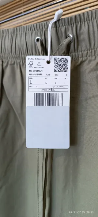 Pantalón ancho cargo verde Mango