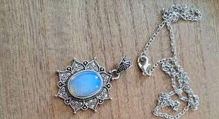 Colgante Piedra Luna y Cadena Plata