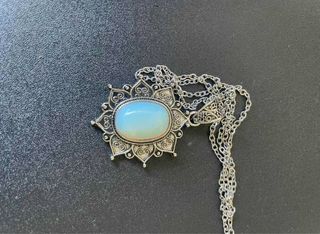 Colgante Piedra Luna y Cadena Plata