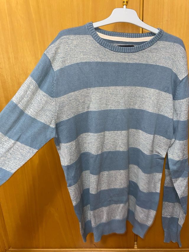 Jersey rayas hombre Primark azul y gris