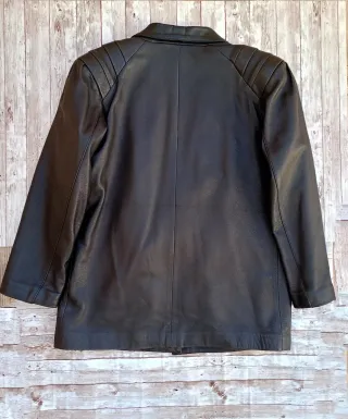 Chaqueta de cuero oversize negra, Vintage 90's.