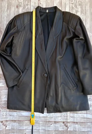 Chaqueta de cuero oversize negra, Vintage 90's.