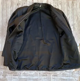 Chaqueta de cuero oversize negra, Vintage 90's.