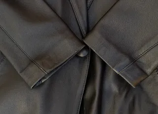 Chaqueta de cuero oversize negra, Vintage 90's.