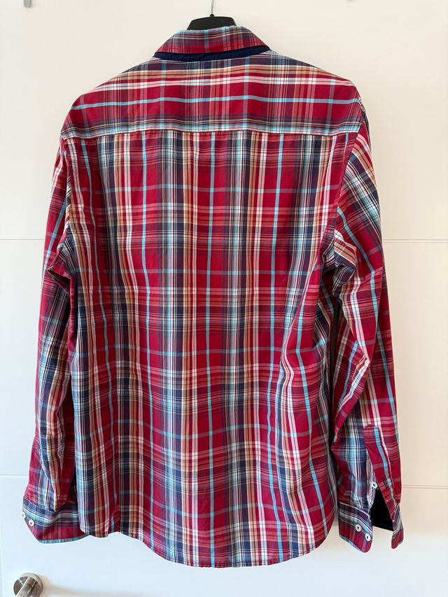 Camisa Riderbike de caballero, roja de cuadros.