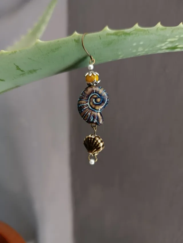 Pendientes hechos a mano conchas y caracolas de ce