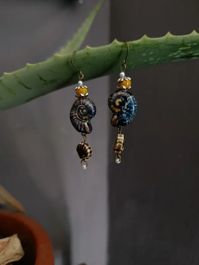 Pendientes hechos a mano conchas y caracolas de ce