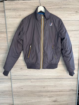 Giacca Bomber K-Way double face blu/grigio