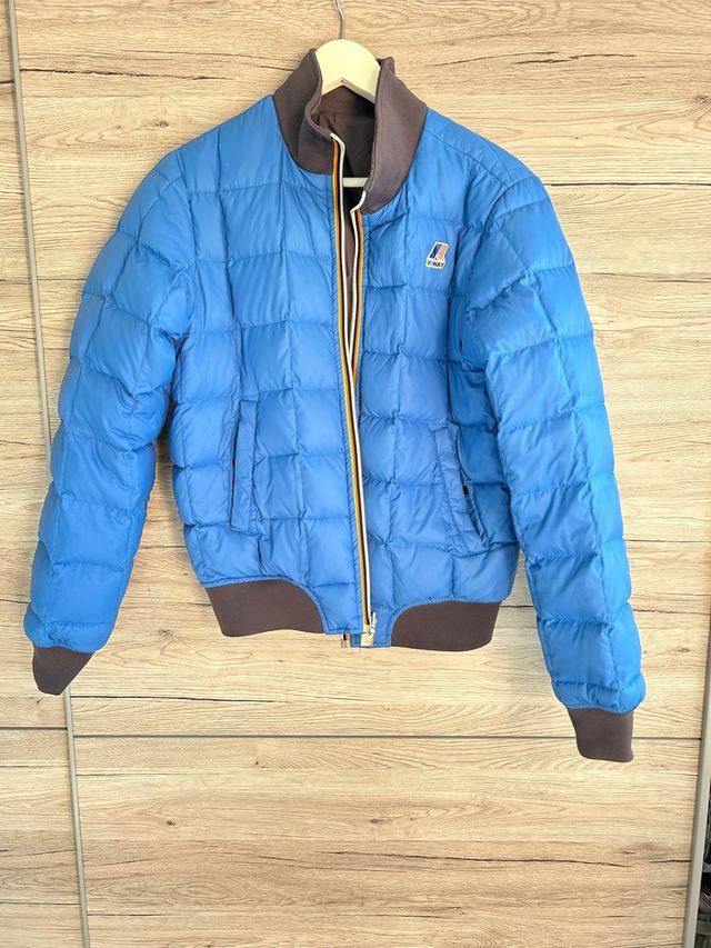 Giacca Bomber K-Way double face blu/grigio