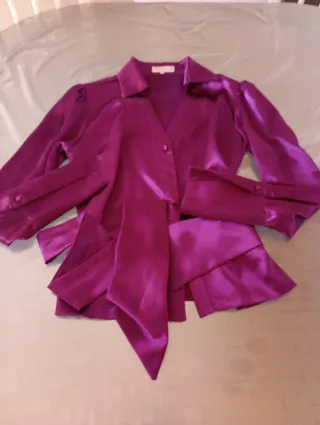 2 Camisas Raso Fiesta Burdeos y Lila