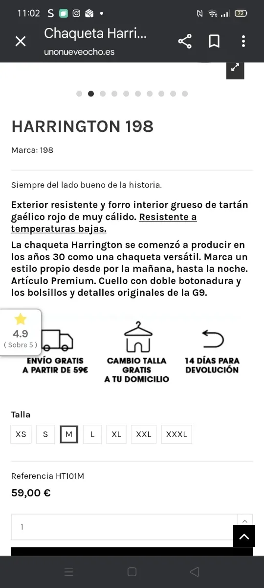 Cazadora Harrington 198 Color negro