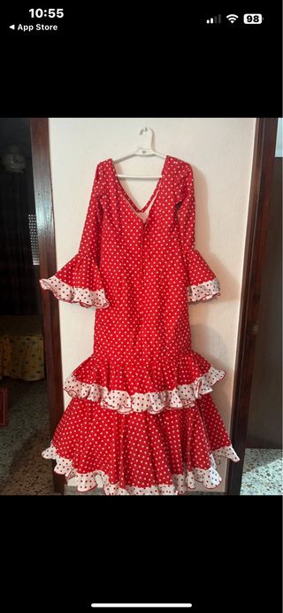 Vestido de gitana rojo lunares blancos