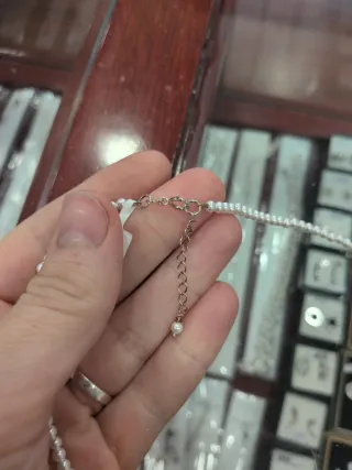 Collar perlas y colgante plata piedra azul