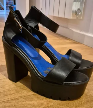 Tacones Plataforma Negros Talla 40