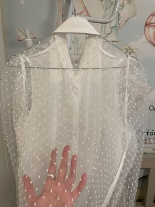Camisa plumeti transparente fiesta evento