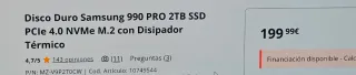 SSD Samsung 990 PRO con disipador 2TB