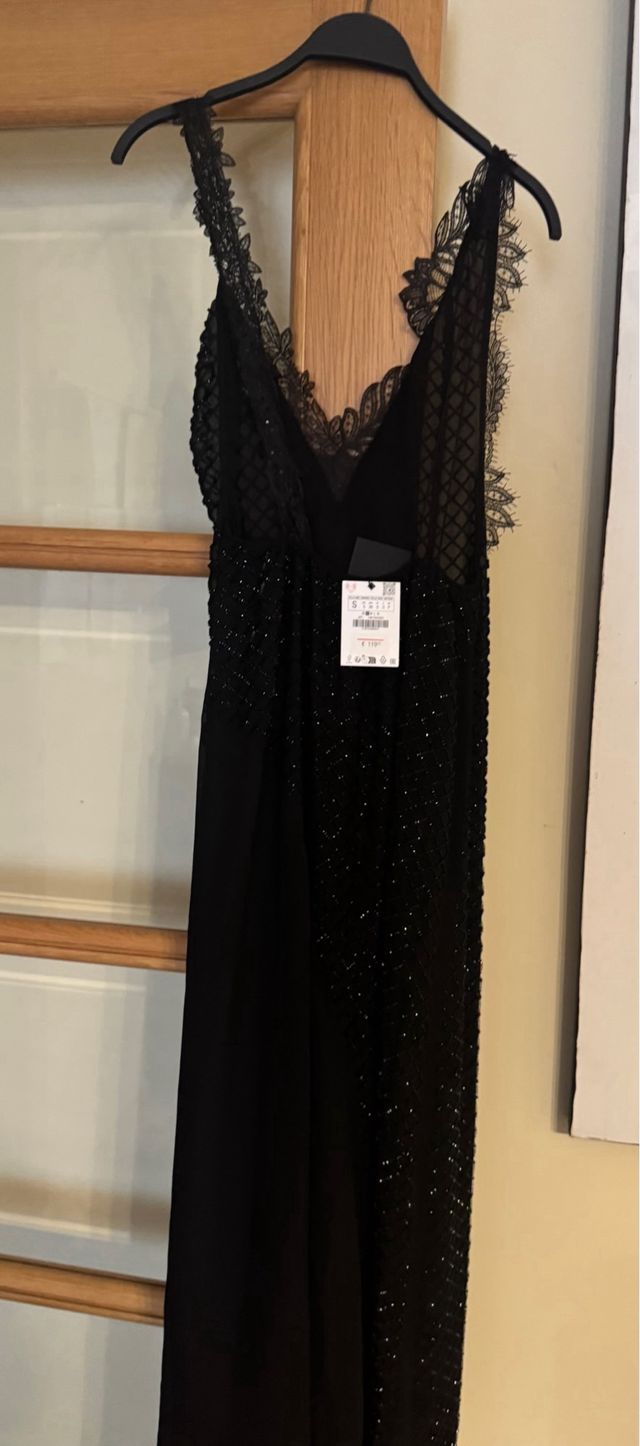 Vestido fiesta Zara Negro Talla S