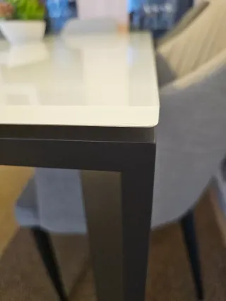 Mesa Comedor Extensible. Cristal + madera roble