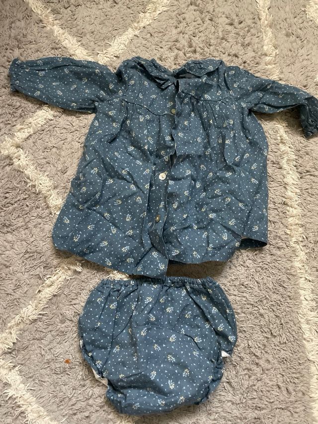 Conjunto Lolilota Vestido Braguita Azul 6-12 meses