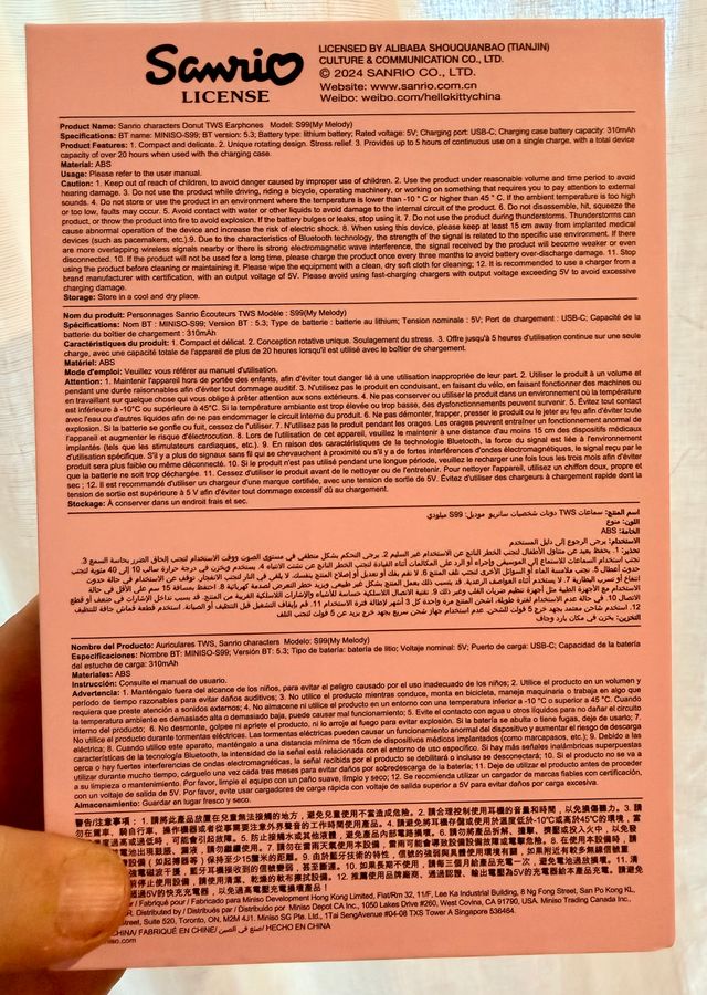 Auricolari TWS Bluetooth My Melody Sanrio Miniso