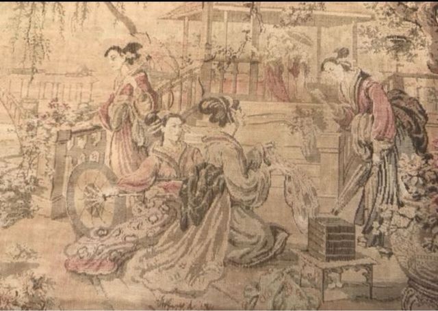 Tapiz Francés Siglo XIX Jardín Oriental