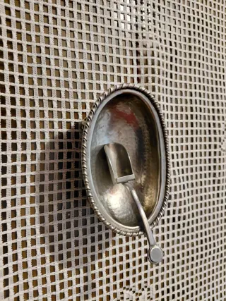 Zuccheriera in peltro vintage con paletta