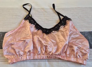 Conjunto pijama satén rosa y negro mujer
