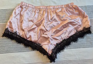 Conjunto pijama satén rosa y negro mujer