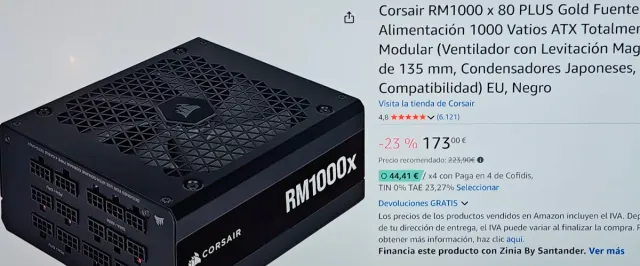 Fuente Alimentación Corsair RM1000x 1000W